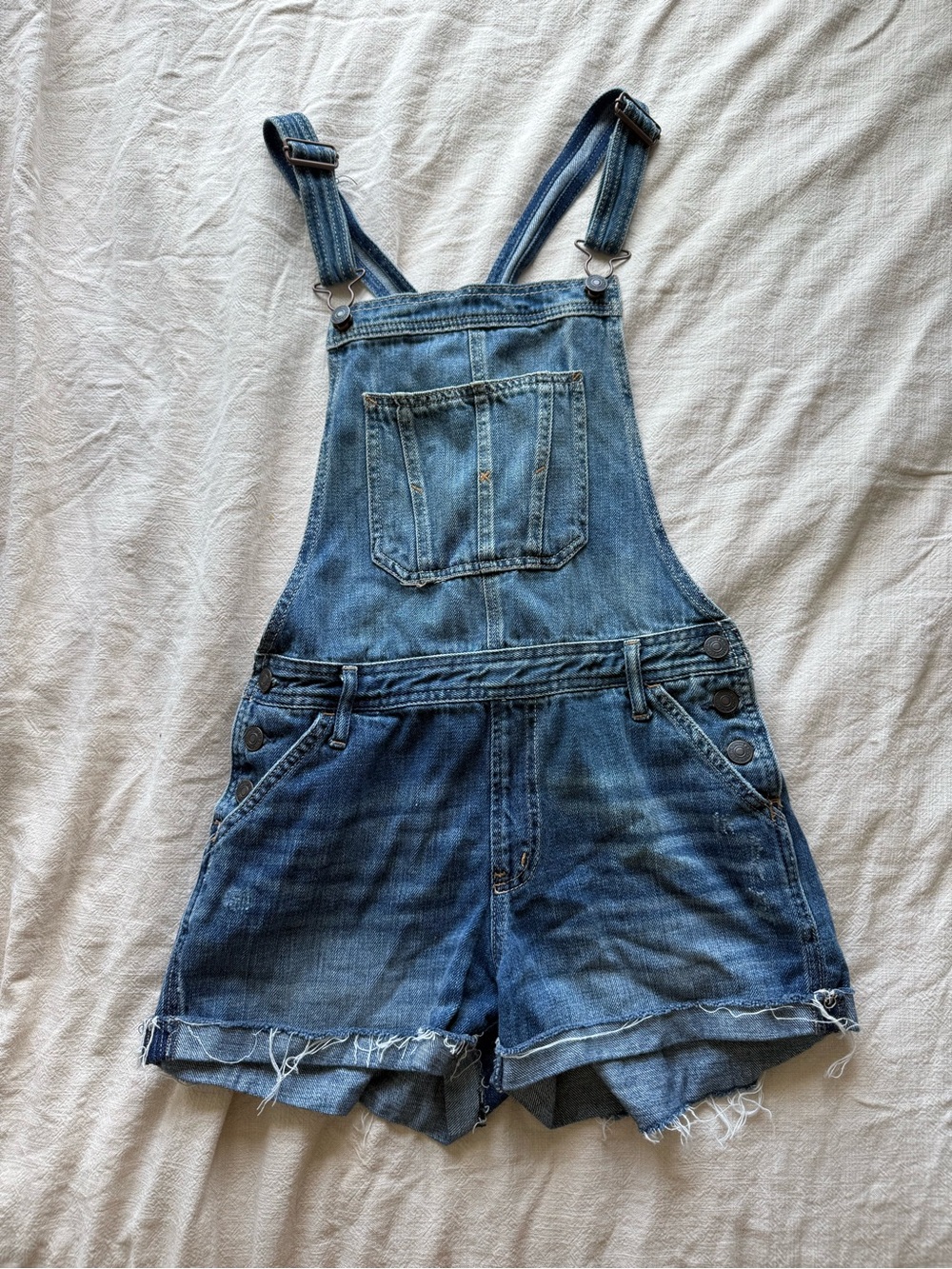 Abercrombie & Fitch Blue Denim Short Overalls - Picture 1 of 3